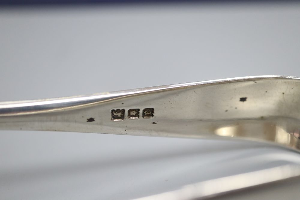 A pair of Old English pattern asparagus tongs, with pierced blades, Asprey & Co, London 1920, 4oz.